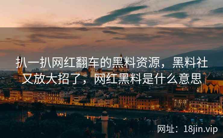 扒一扒网红翻车的黑料资源，黑料社又放大招了，网红黑料是什么意思