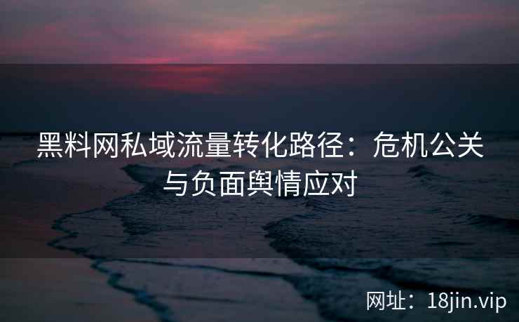 黑料网私域流量转化路径：危机公关与负面舆情应对